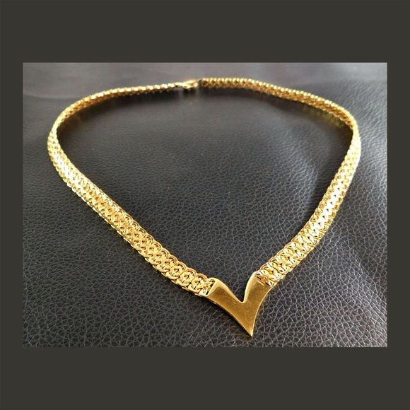 Napier Gold-Tone V Necklace - Picture 1 of 3
